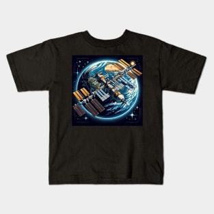 Mir Space Station - Orbiting Earth Kids T-Shirt